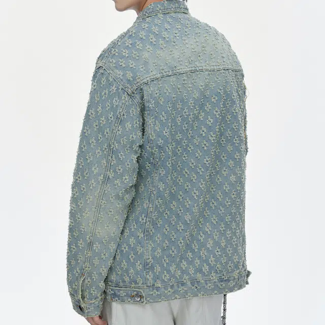 【dme】 时尚潮流立体印花设计感宽松百搭水洗做旧百搭长袖牛仔外套 男女同款