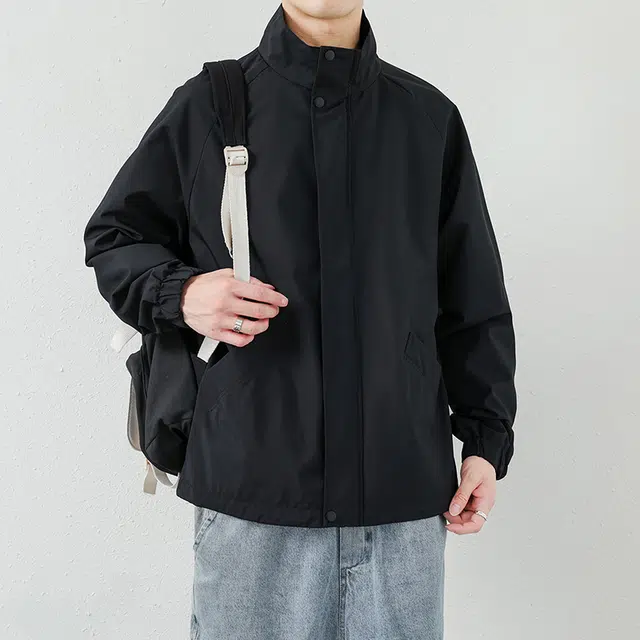 【dme】 美式复古立领纯色宽松百搭防风夹克外套 男女同款