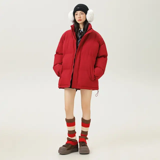 【dme】 立领纯色保暖宽松舒适棉服 男女同款