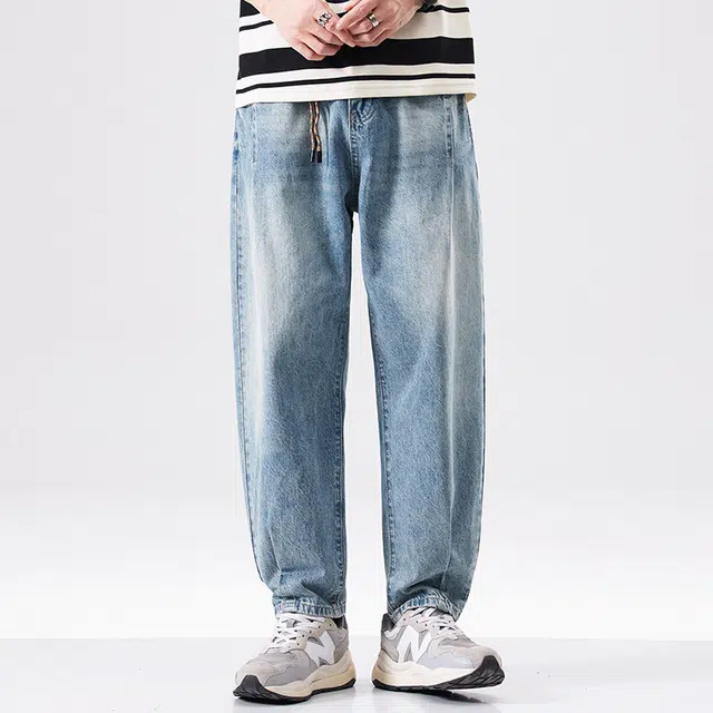 【dme】 时尚美式休闲高街水洗直筒牛仔裤 男款 天蓝色