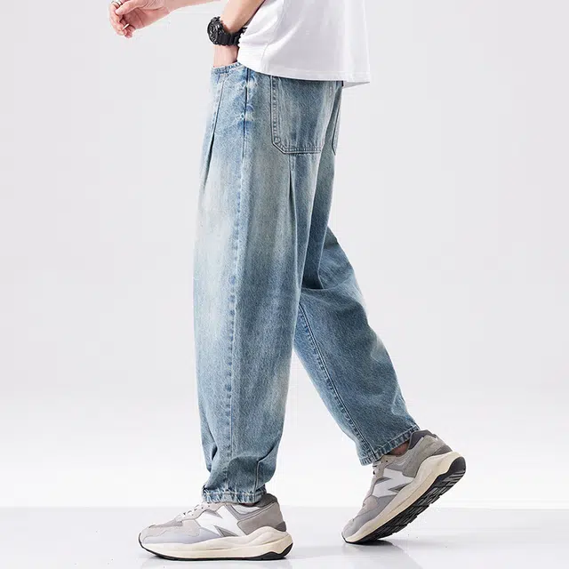 【dme】 时尚美式休闲高街水洗直筒牛仔裤 男款 天蓝色