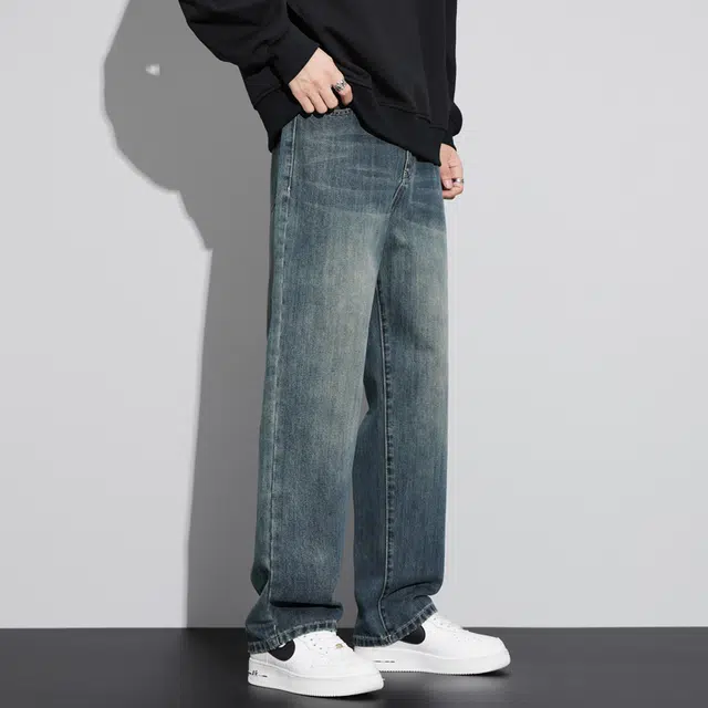 【dme】 美式时尚百搭基础款宽松阔腿牛仔裤 男款 复古蓝