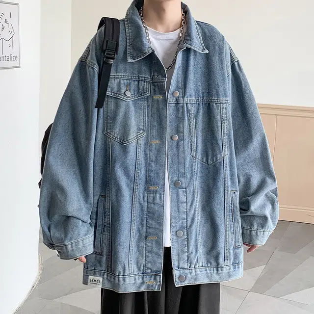 【dme】 时尚简约百搭宽松工装夹克水洗美式复古潮流痞帅牛仔外套 男女同款