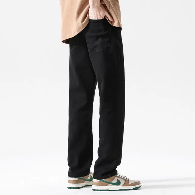 【dme】 美式高街风时尚纯色微弹舒适百搭牛仔裤 男女同款 黑色