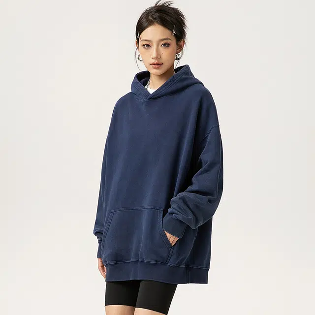 【dme】 重磅纯色简约百搭连帽宽松美式街头休闲卫衣 男女同款