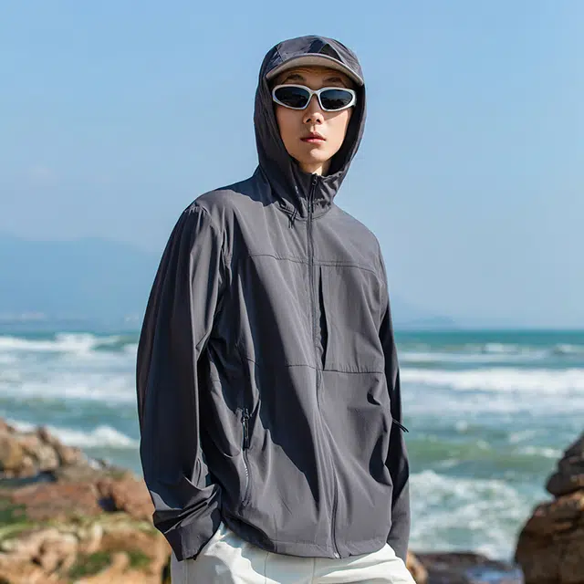 【dme】 清爽宽松百搭休闲户外山系运动拉链设计轻薄皮肤衣超轻 透气速干凉感防紫外线防晒服 男女同款