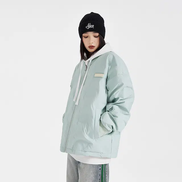 【dme】 甜酷风棒球领轻盈凹印保暖羽绒服 男女同款