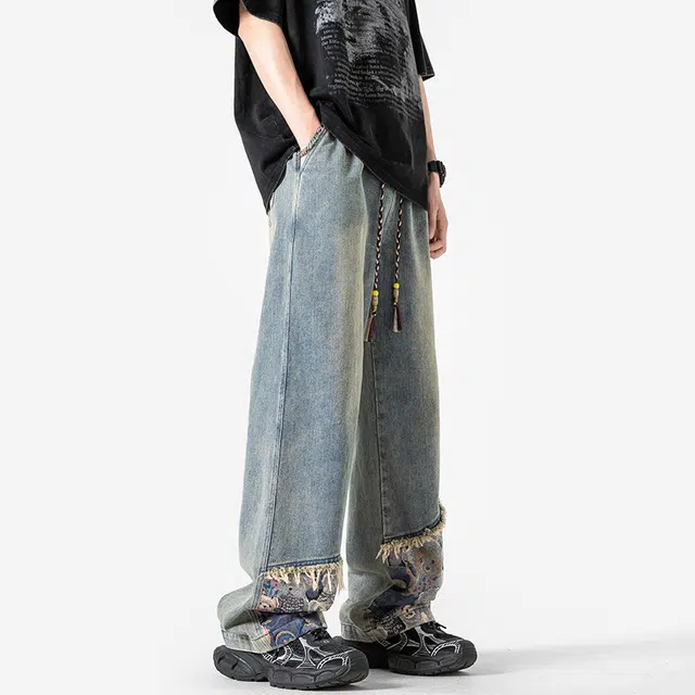 【dme】 美式潮流时尚小熊设计感舒适简约牛仔裤 男女同款