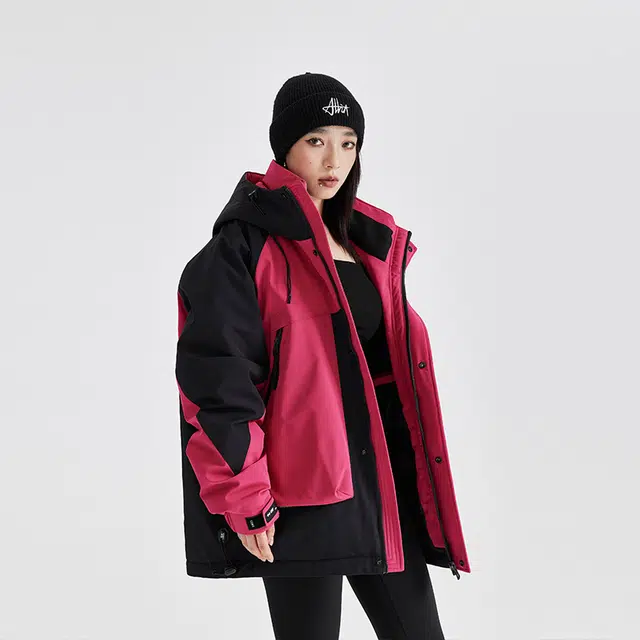 【dme】 户外山系工装拼色连帽防风防水羽绒服 男女同款