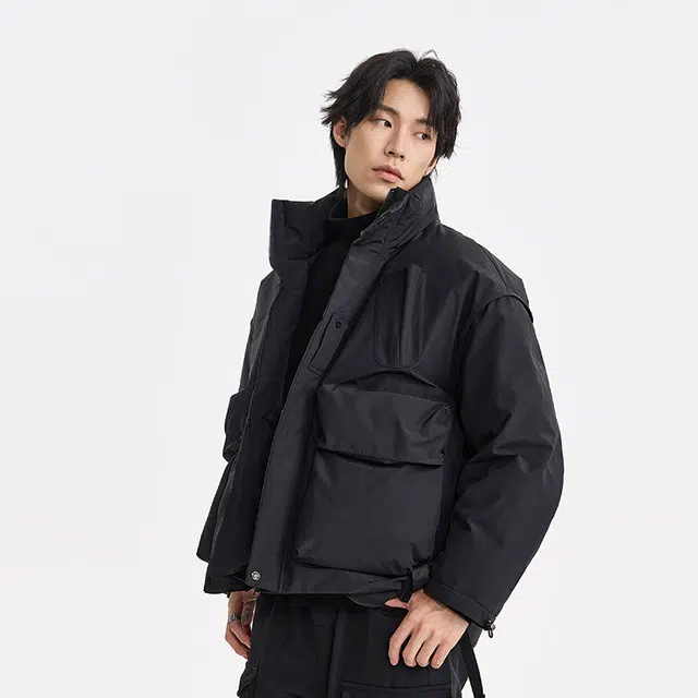 【dme】 日系刺绣设计立领户外工装羽绒服 男女同款