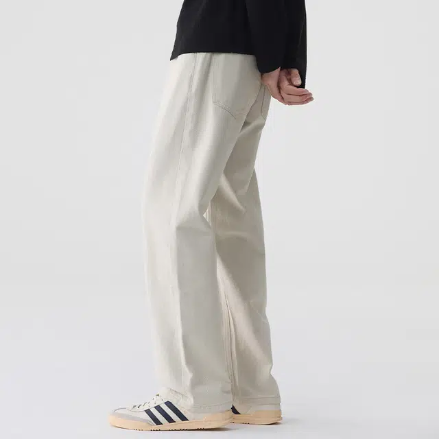 【dme】 纯色简约日常百搭休闲阔腿长裤高级感棉质舒适直筒牛仔裤 男女同款 米色