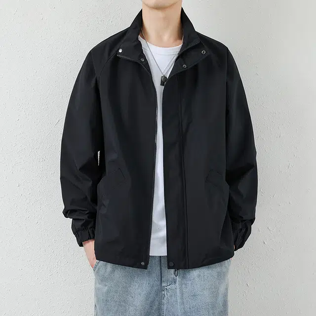 【dme】 美式复古立领纯色宽松百搭防风夹克外套 男女同款