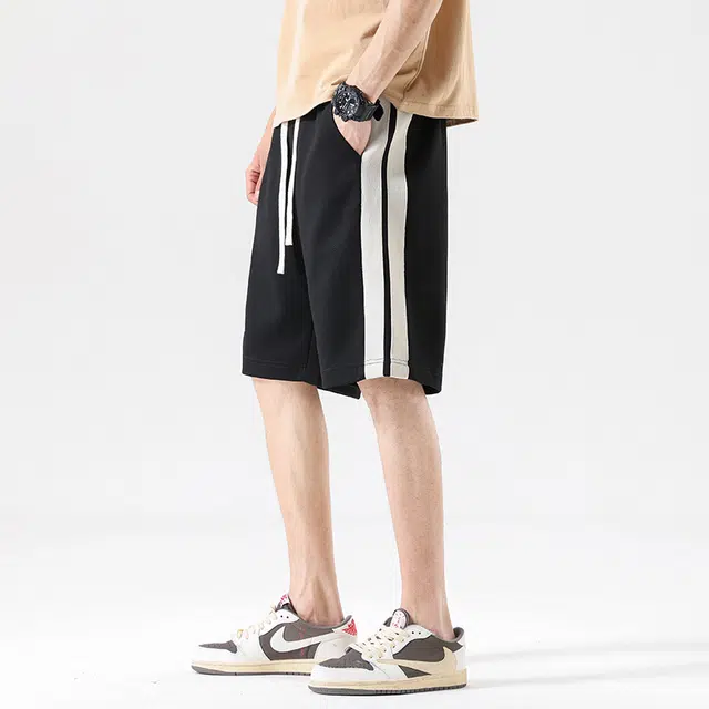 【dme】 侧边条纹直筒宽松日系百搭舒适五分休闲短裤 男款