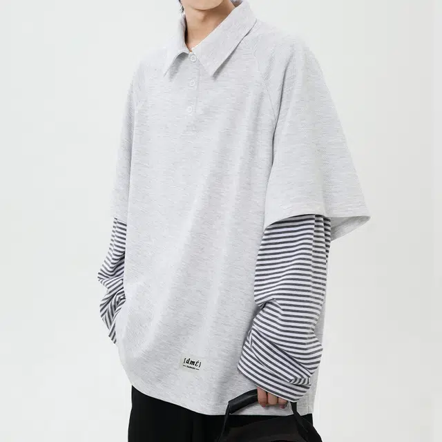 【dme】 日系简约翻领外穿拼接宽松休闲长袖上衣日常通勤舒适百搭假两件卫衣 男女同款