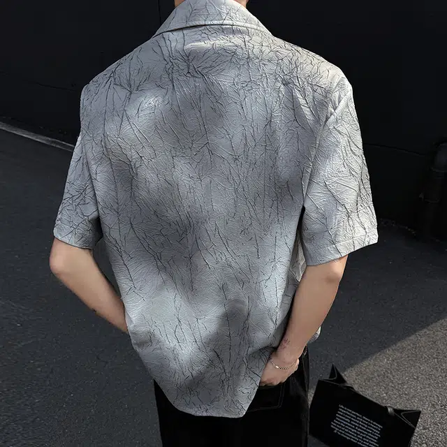 【dme】 扎染时尚痞帅潮流高街薄款宽松短袖衬衫 男女同款