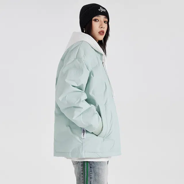 【dme】 甜酷风棒球领轻盈凹印保暖羽绒服 男女同款