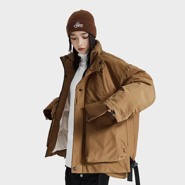 【dme】 日系刺绣设计立领户外工装羽绒服 男女同款