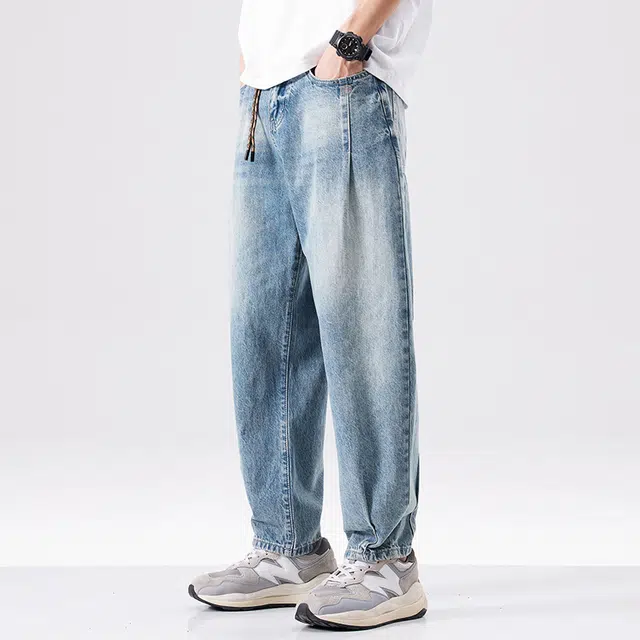 【dme】 时尚美式休闲高街水洗直筒牛仔裤 男款 天蓝色