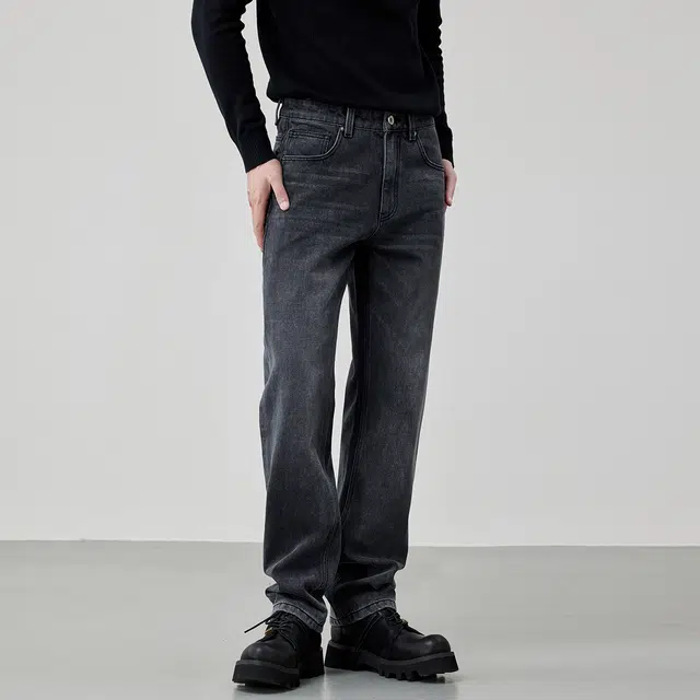 【dme】 美式复古宽松直筒微弹中腰舒适百搭牛仔裤 通用