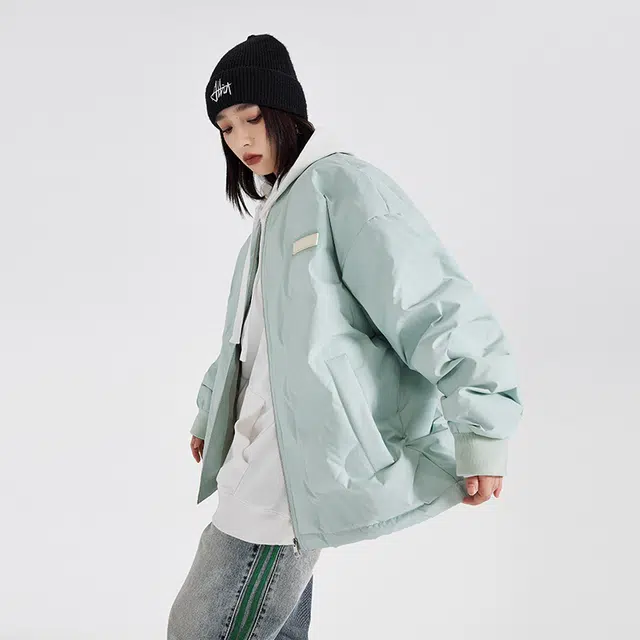 【dme】 甜酷风棒球领轻盈凹印保暖羽绒服 男女同款