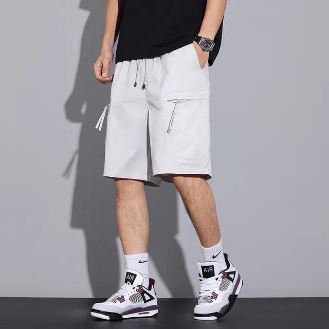 【dme】 美式户外纯色宽松多袋设计日常通勤舒适直筒五分工装休闲短裤 男女同款