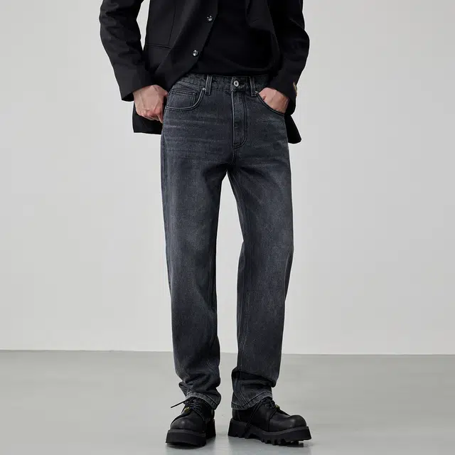 【dme】 美式复古宽松直筒微弹中腰舒适百搭牛仔裤 通用