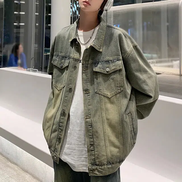 【dme】 美式高街复古水洗做旧宽松舒适夹克时尚潮流百搭翻领长袖牛仔外套 男女同款