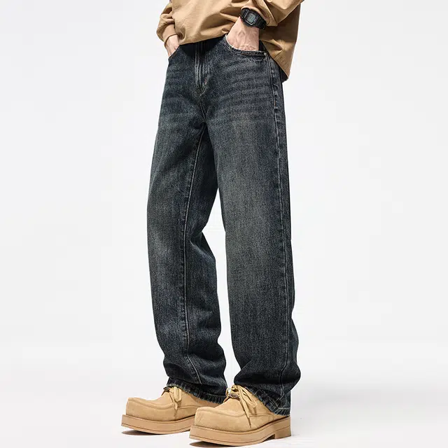 【dme】 时尚简约无弹宽松舒适百搭直筒牛仔裤 男女同款