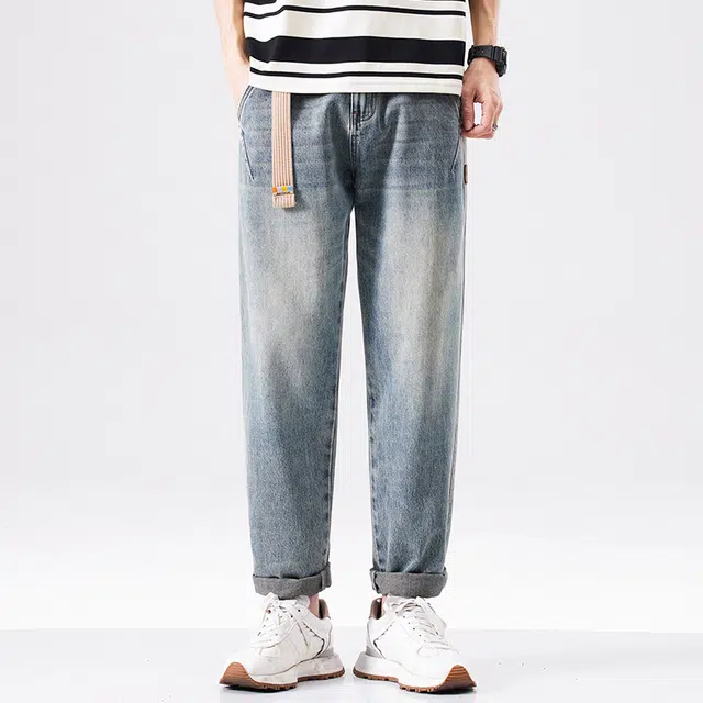 【dme】 复古宽松直筒户外日常通勤百搭牛仔裤 男款 浅蓝色