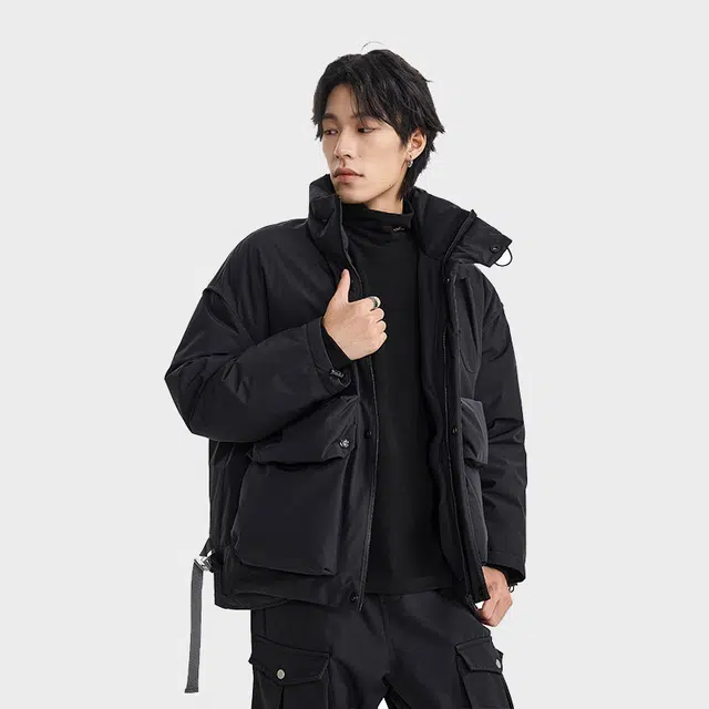 【dme】 日系刺绣设计立领户外工装羽绒服 男女同款