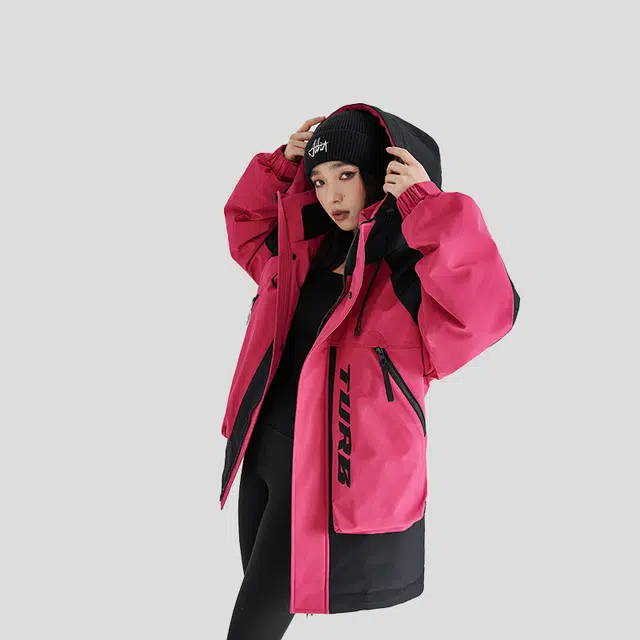 【dme】 户外山系工装拼色连帽防风防水羽绒服 男女同款