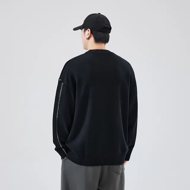 【dme】 简约柔软细腻亲肤圆领厚款纯色宽松舒适毛衣 男款