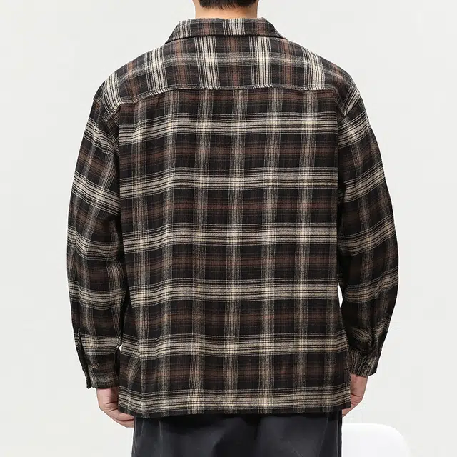 【dme】 美式复古纯棉休闲宽松百搭格子长袖衬衫 男款