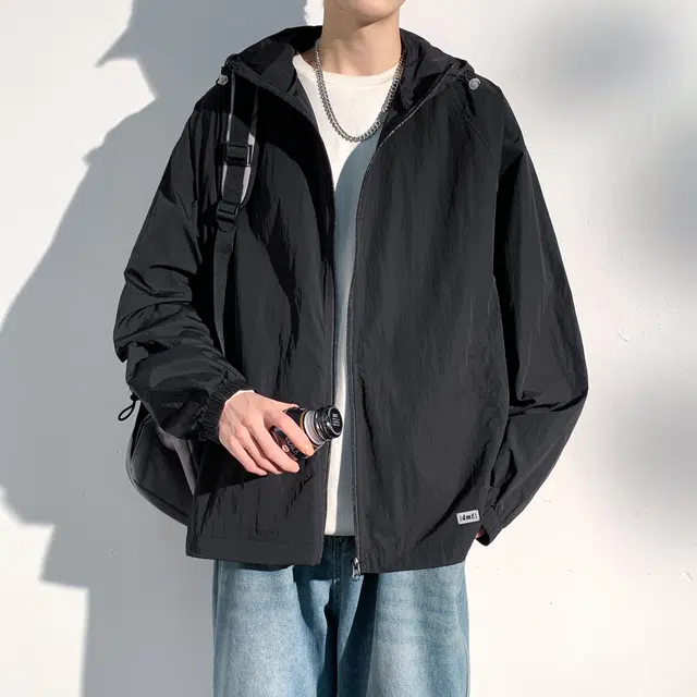 【dme】 美式潮流个性城市通勤登山跑步健身简约户外纯色连帽无性别主义外套 凉感透气速干防晒服 男女同款