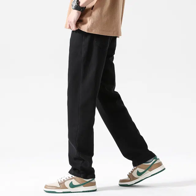 【dme】 美式高街风时尚纯色微弹舒适百搭牛仔裤 男女同款 黑色