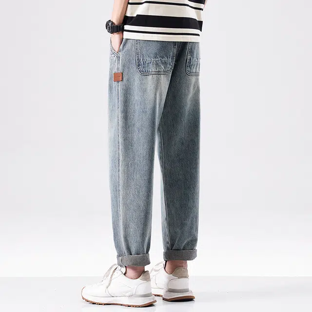 【dme】 复古宽松直筒户外日常通勤百搭牛仔裤 男款 浅蓝色