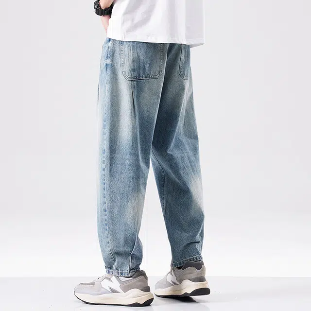 【dme】 时尚美式休闲高街水洗直筒牛仔裤 男款 天蓝色