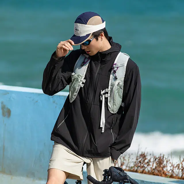 【dme】 清爽宽松百搭休闲户外山系运动拉链设计轻薄皮肤衣超轻 透气速干凉感防紫外线防晒服 男女同款