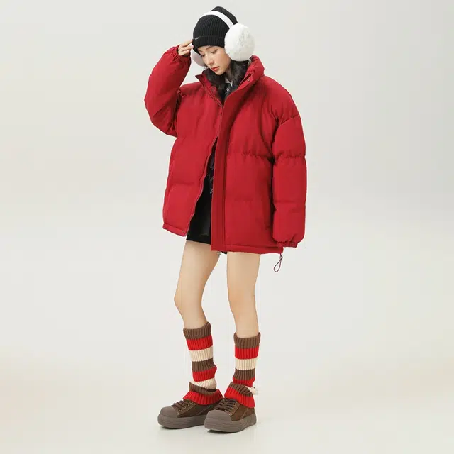 【dme】 立领纯色保暖宽松舒适棉服 男女同款