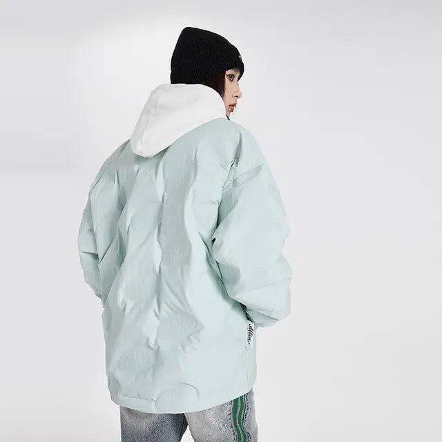 【dme】 甜酷风棒球领轻盈凹印保暖羽绒服 男女同款