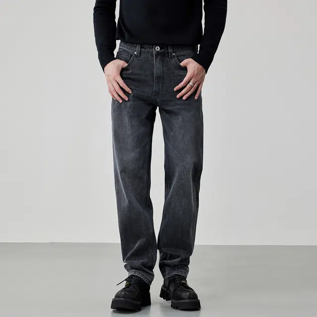 【dme】 美式复古宽松直筒微弹中腰舒适百搭牛仔裤 通用