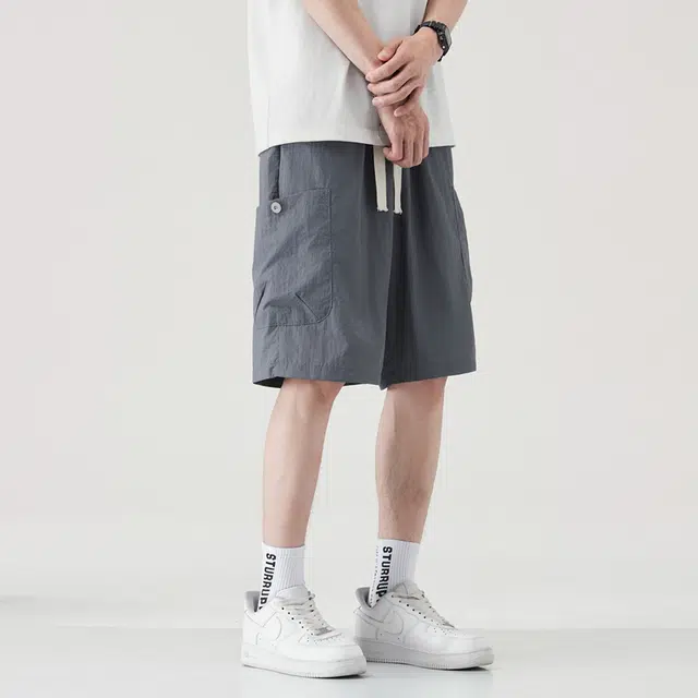 【dme】 美式高街纯色简约大口袋宽松百搭舒适工装五分休闲短裤 男女同款
