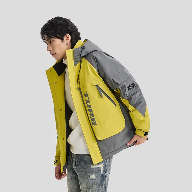 【dme】 户外山系工装拼色连帽防风防水羽绒服 男女同款