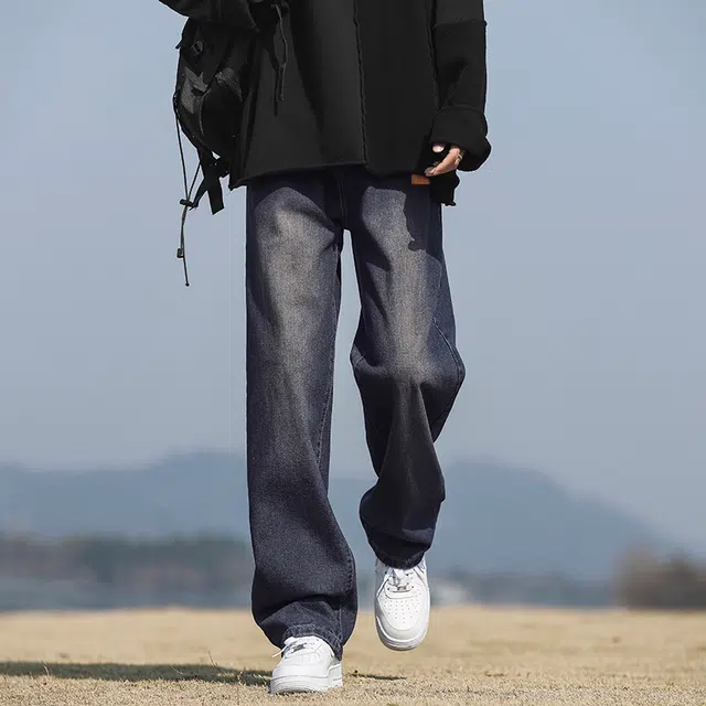 【dme】 美式潮牌复古做旧休闲直筒舒适显瘦宽松阔腿牛仔裤 男女同款