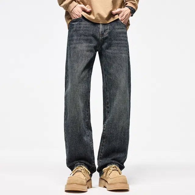 【dme】 时尚简约无弹宽松舒适百搭直筒牛仔裤 男女同款