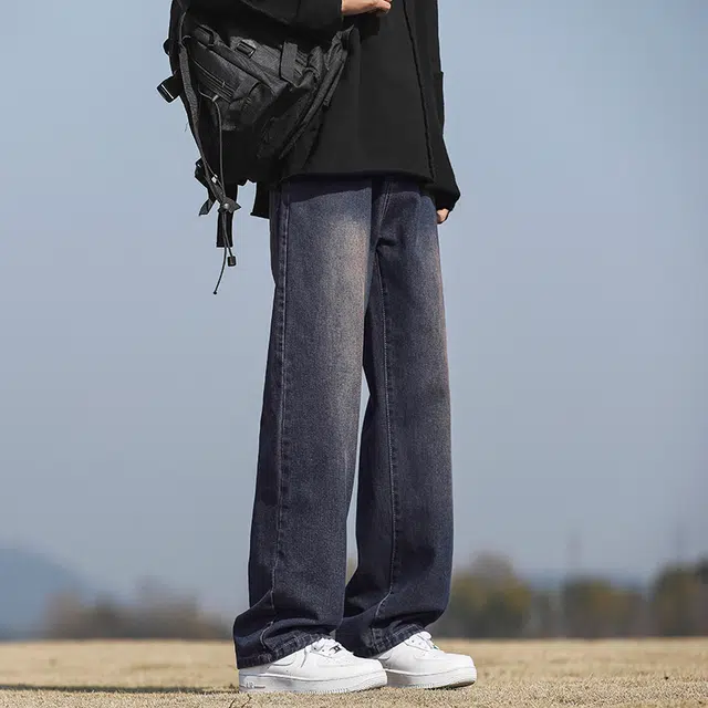 【dme】 美式潮牌复古做旧休闲直筒舒适显瘦宽松阔腿牛仔裤 男女同款
