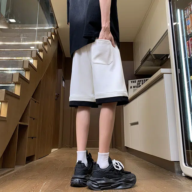 【dme】 美式宽松舒适简约百搭松紧腰五分系带休闲短裤 男女同款