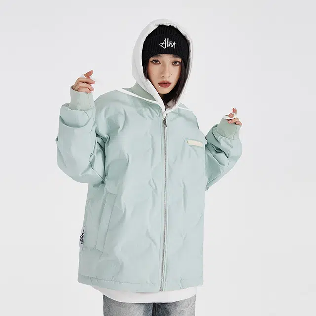 【dme】 甜酷风棒球领轻盈凹印保暖羽绒服 男女同款