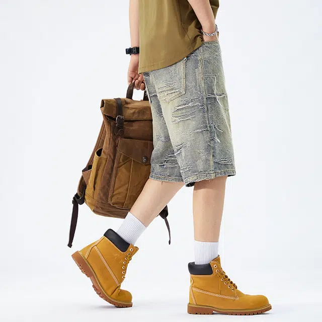 【dme】 美式复古百搭潮流高街水洗做旧宽松休闲运动纯棉五分牛仔短裤 男女同款