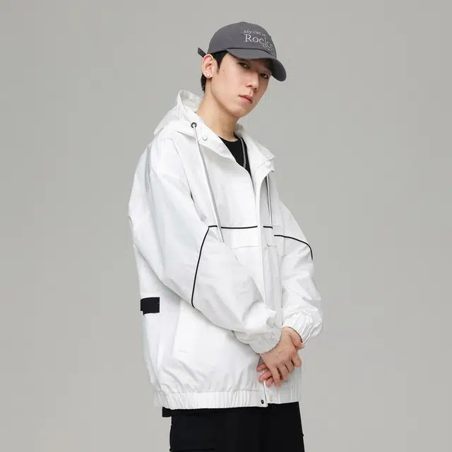 【dme】 美式线条感小标潮流工装连帽百搭夹克外套 男女同款